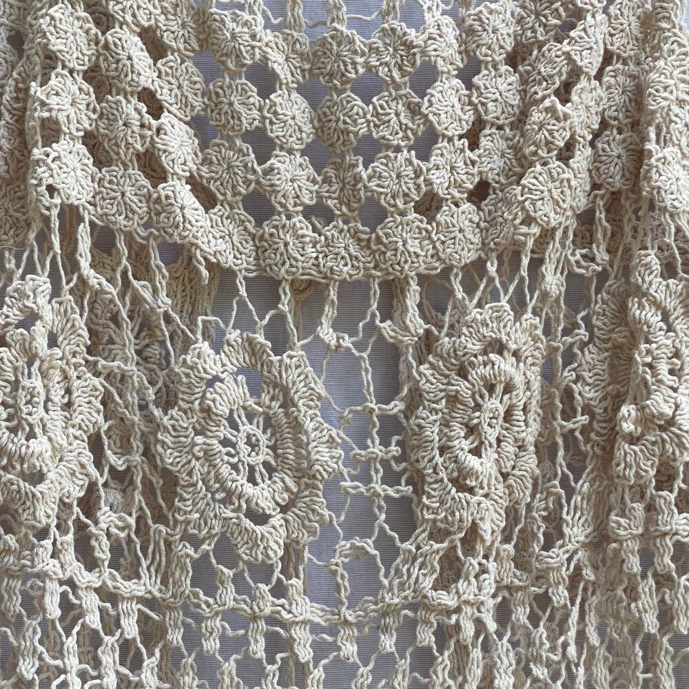 Natural Life Live Happy Cream Crochet Vest Open Knit Boho Festival Layering Top